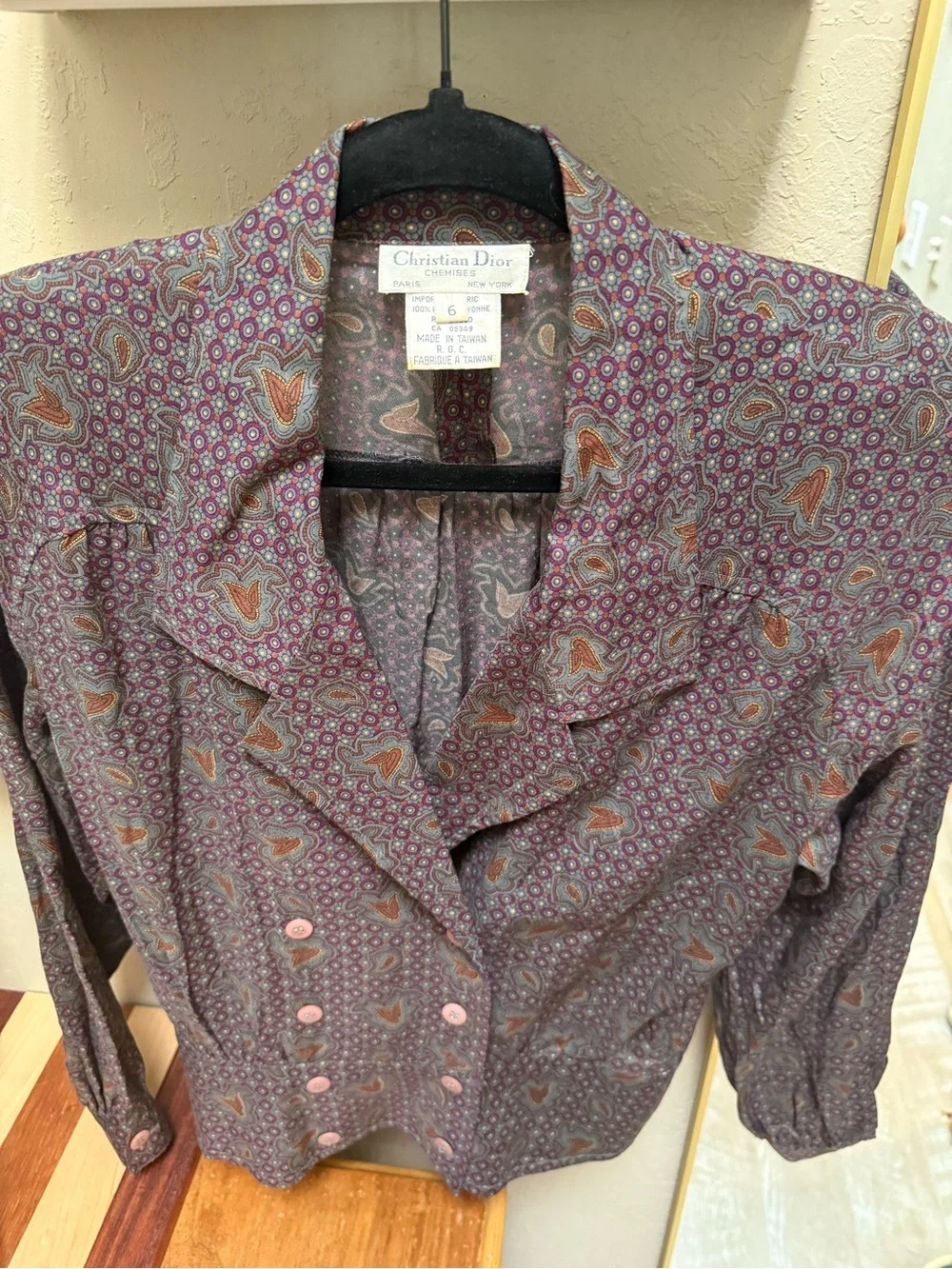 Dior Paisley Double-Breasted Purple and Brown Blazer